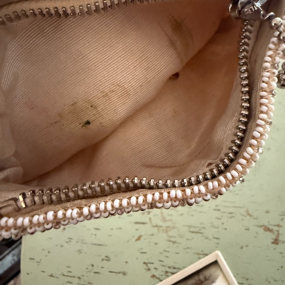Elegant Beaded Clutch - Cream and Brown - Picture 4 of 8